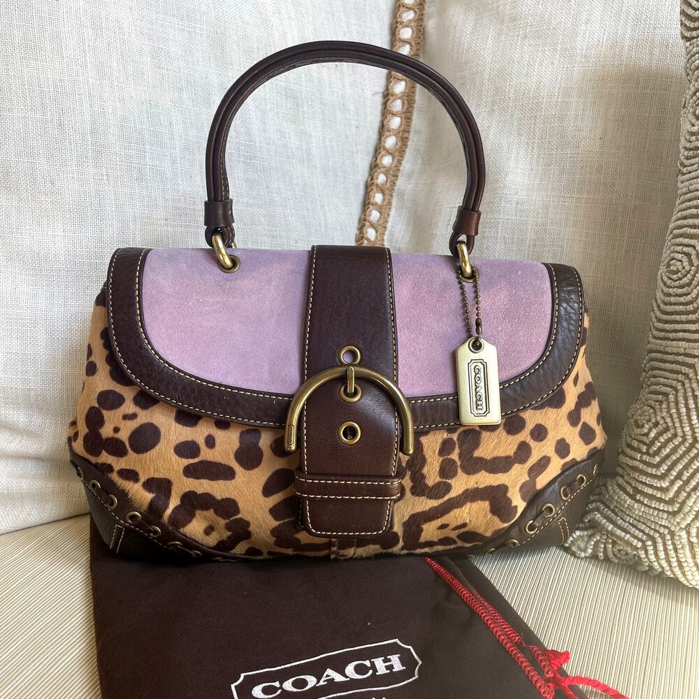 Rare 2004 Coach Madison Ocelot Haircalf 9657 Lilac Suede Y2K Animal Grail